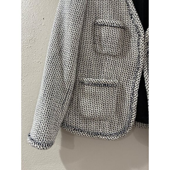 J-Crew Blazer Womens neutral tweed fringed size M patch pocket office jacket - Picture 4 of 7